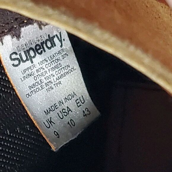 Superdry Tan Suede Chelsea Boots Size 10 Pull On Stretch Mens - Picture 14 of 16